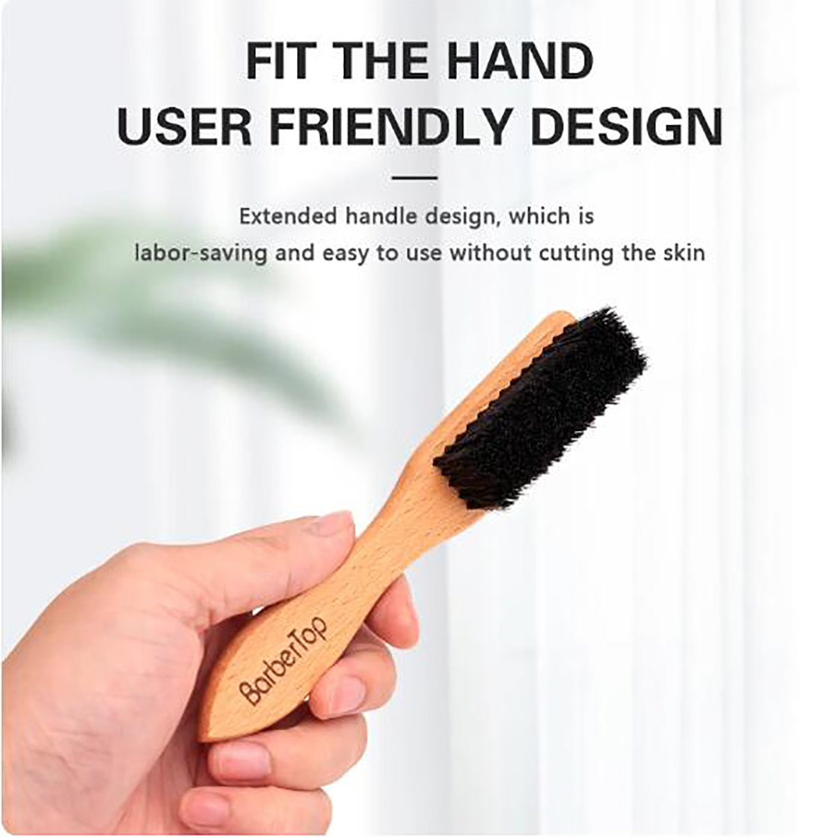 Hair Care For Men - ร้านตัดผมไม้ Handle Boar Bristle Beard แปรงผมนุ่มแปรงทําความสะอาดผมหักลบหวี