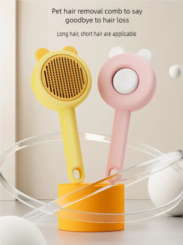 Hair Care Is Self Care - แปรงกรูมมิ่งสัตว์เลี้ยงแบบทำความสะอาดตัวเองเพียงคลิกเดียว หวีสำหรับแมวและสุนัข อุปกรณ์กำจัดขนหลุดร่วง เครื่องมือนวดมหัศจรรย์ ผลิตภัณฑ์ดูแลสัตว์เลี้ยง