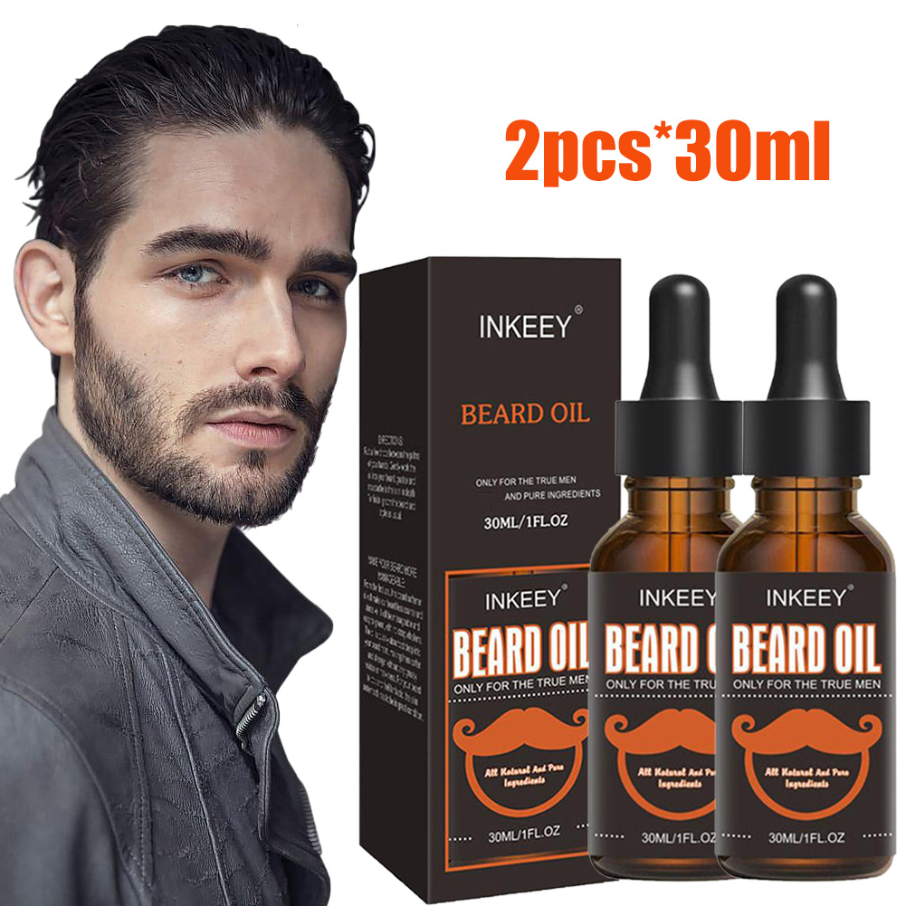 Hair Care For Men - น้ำมันบำรุงเคราสำหรับผู้ชาย2ชิ้นน้ำมันบำรุงเคราออร์แกนิกจากธรรมชาติเปล่งประกายเร็วทำให้หนวดนุ่มเพิ่มความแข็งแกร่งให้ดูแลเส้นผมบำรุงผิวเรียบเนียน
