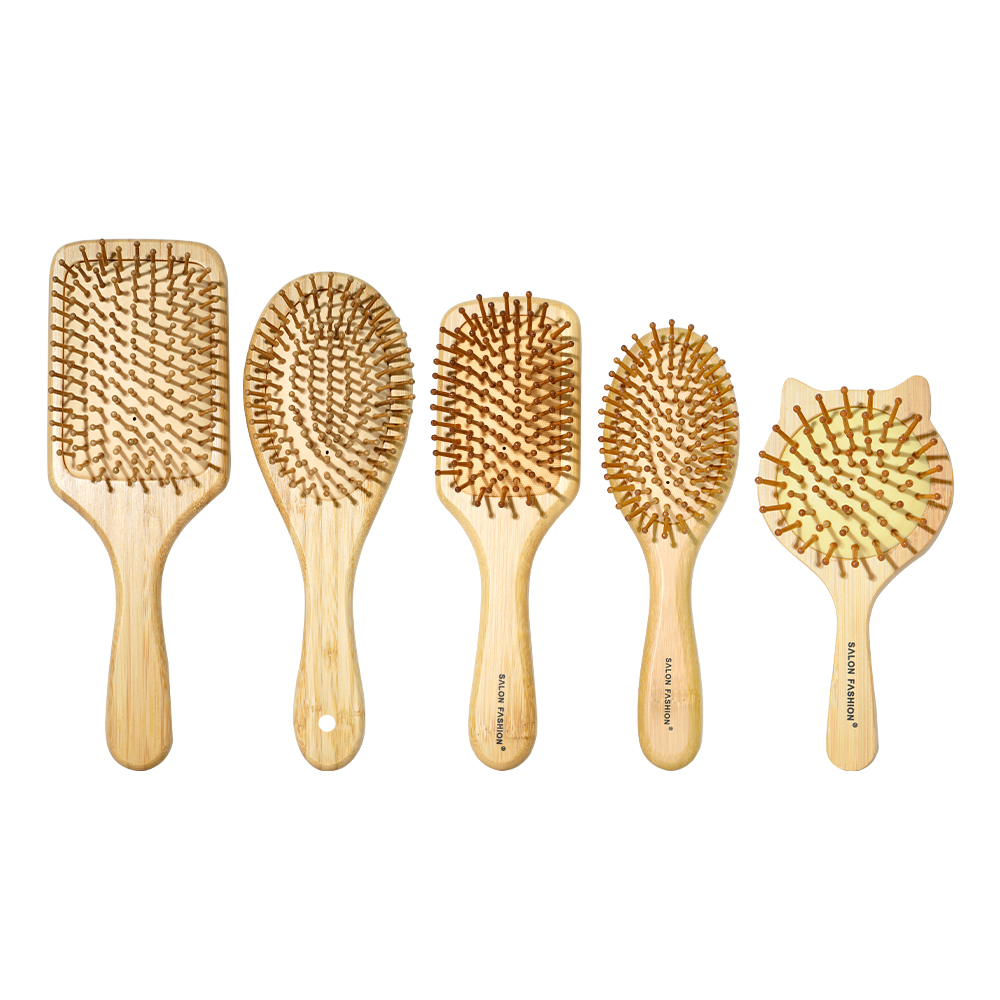 Bamboo Hair Brush - แมวน่ารักหวีไม้ไม้ไผ่นวดผมหวีธรรมชาติ Anti-Static แปรงผมผมนวดหวี Hairdressing เครื่องมือจัดแต่งทรงผม
