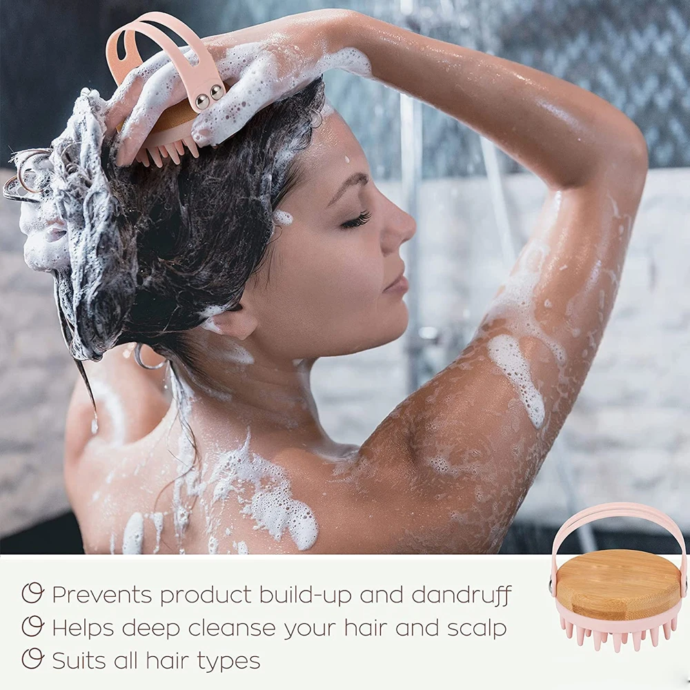 ใหม่นวดหนังศีรษะแชมพูแปรงไม้เป - Bamboo Hair Brush บทวิจารณ์และราคา