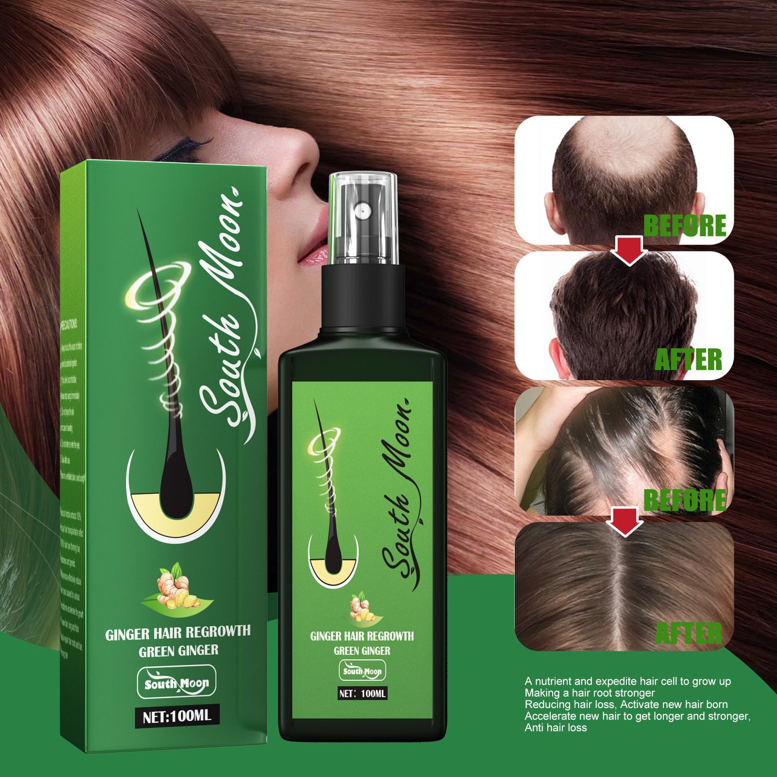 สเปรย์บำรุงเส้นผมเซาท์มูนจินเจ - Hair Care Herbal บทวิจารณ์และราคา