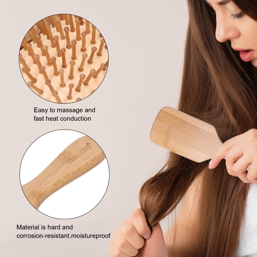 แปรงผมไม้ไผ่แบบอ่อนโยน หวีนวดห - Bamboo Hair Brush บทวิจารณ์และราคา