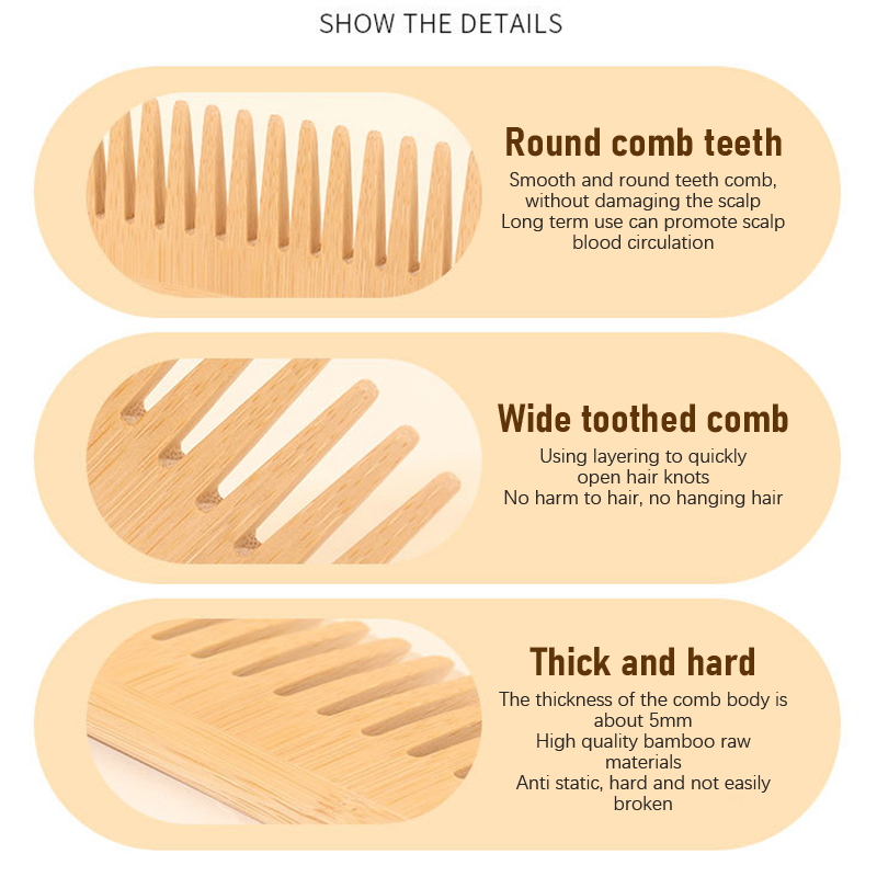 หวีไม้ไผ่ซี่ห่าง หวีแปรงผม หวี - Bamboo Hair Brush บทวิจารณ์และราคา
