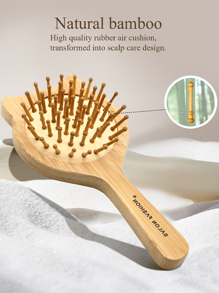 แมวน่ารักหวีไม้ไม้ไผ่นวดผมหวีธ - Bamboo Hair Brush บทวิจารณ์และราคา
